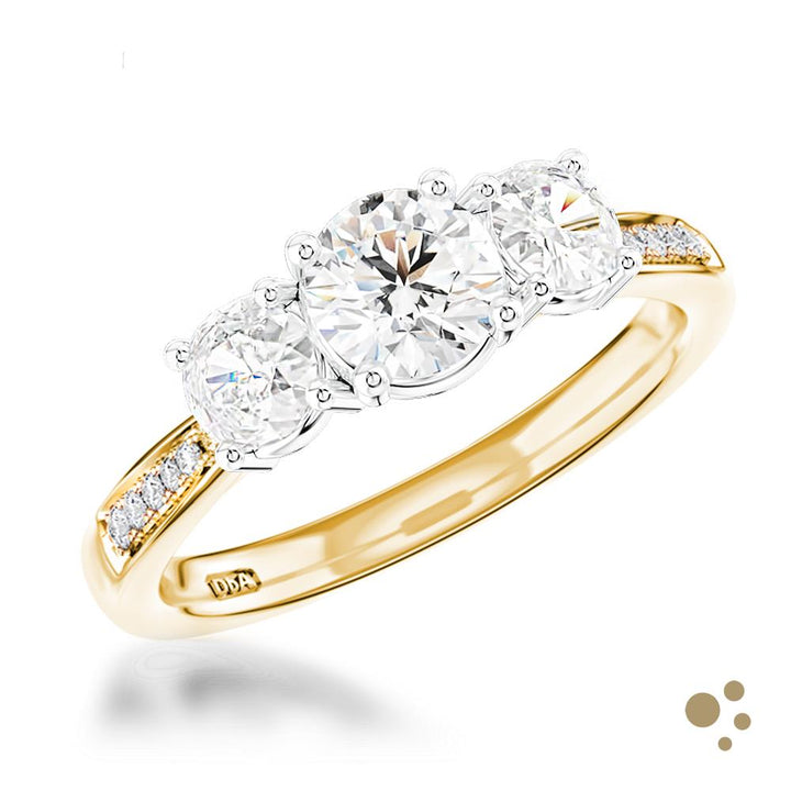 Memoire Three Stone 0.51ct Diamond Yellow Gold/Platinum Ring