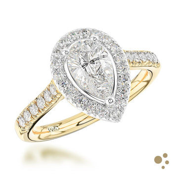 Skye Pear Halo 0.70ct Diamond Yellow Gold/Platinum Ring