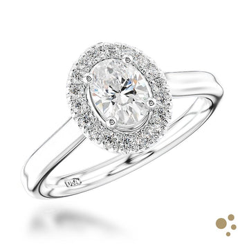 Skye Pure Oval Halo 0.70ct Diamond Platinum Ring