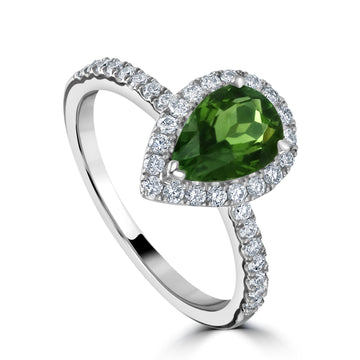 Green Tourmaline and Diamond Ring