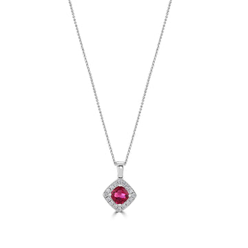 Rubellite Tourmaline and Diamond Pendant