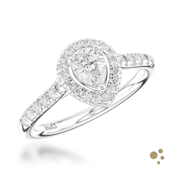 Skye Pear Halo 0.31ct Diamond Platinum Ring