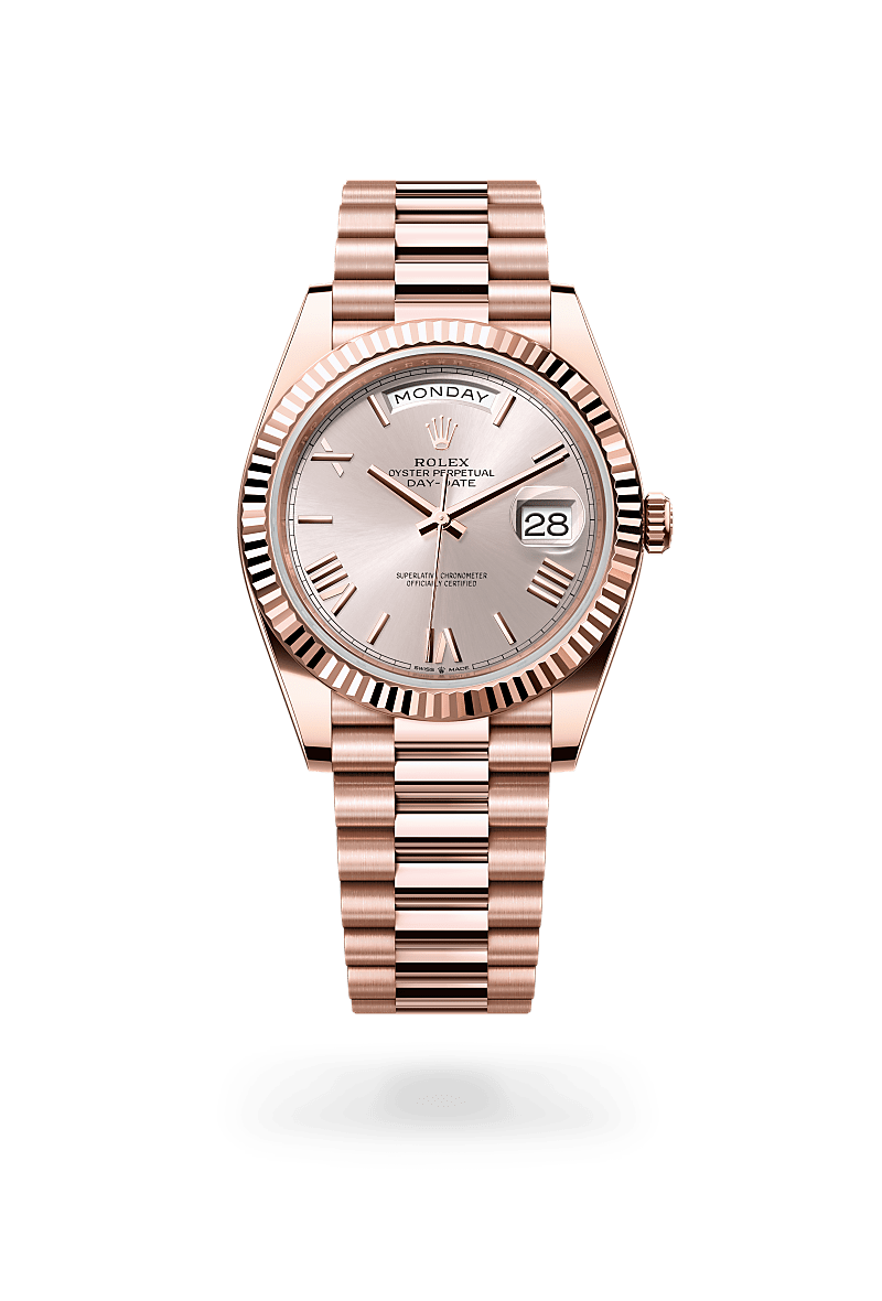 Rolex Day-Date 40 mm watch in 18 ct Everose gold, M228235-0001 - Deacon & Son