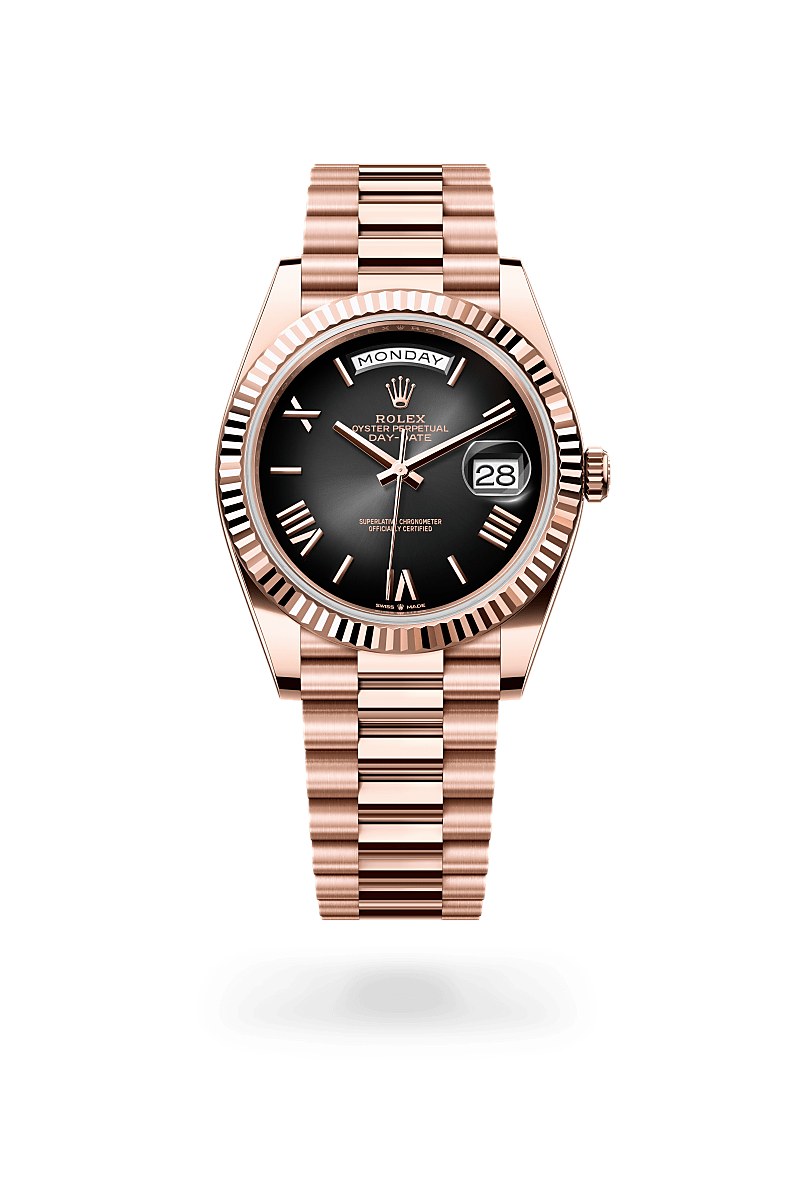 Rolex Day-Date 40 mm watch in 18 ct Everose gold, M228235-0055 - Deacon & Son