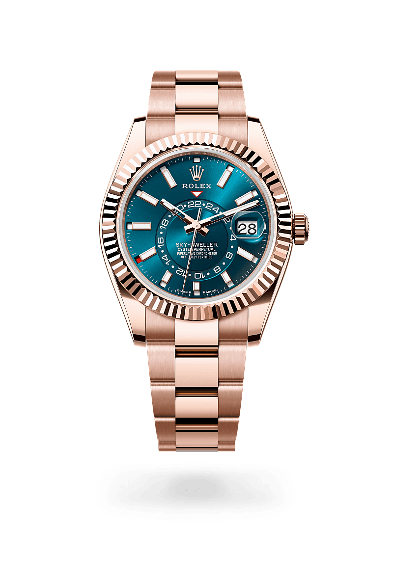 Rolex Sky-Dweller 42 mm watch in 18 ct Everose gold, M336935-0001 - Deacon & Son