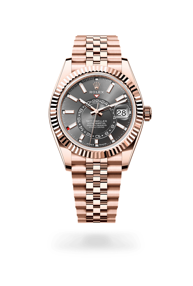 Rolex Sky-Dweller 42 mm watch in 18 ct Everose gold, M336935-0008 - Deacon & Son