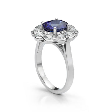 Sapphire and Diamond Oval Cluster Dress Ring