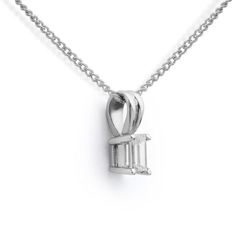 Solitaire Emerald Cut Diamond Pendant