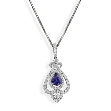 Sapphire and Diamond Cluster Pendant