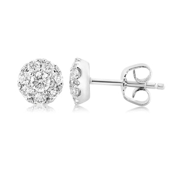 Diamond Cluster Stud Earrings