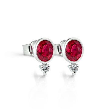 Ruby and Diamond Stud Earrings