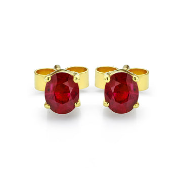 Oval Ruby Stud Earrings