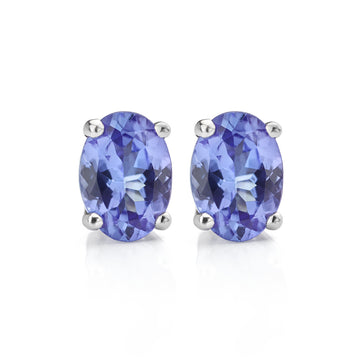 Tanzanite Oval Stud Earrings