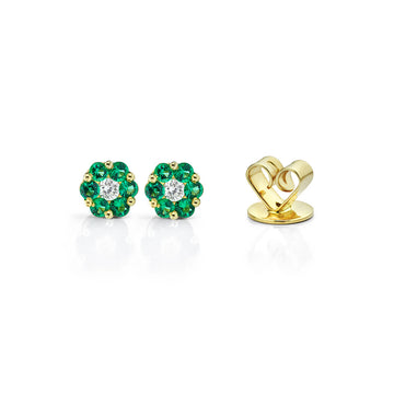 Emerald and Diamond Floral Earrings