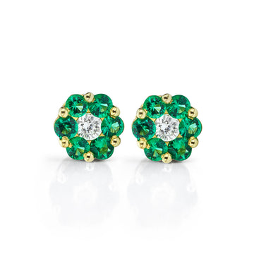 Emerald and Diamond Floral Earrings