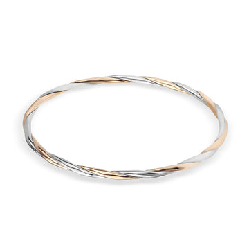 White and Rose Gold Twisted Bangle