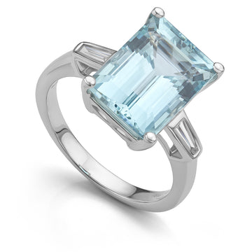 Aquamarine and Diamond Cocktail Ring