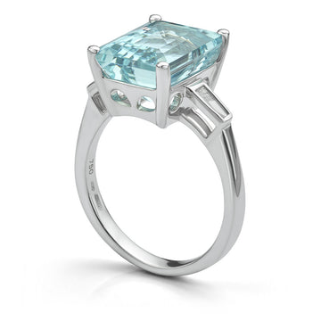 Aquamarine and Diamond Cocktail Ring