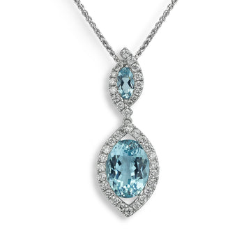 Aquamarine and Diamond Cluster Pendant