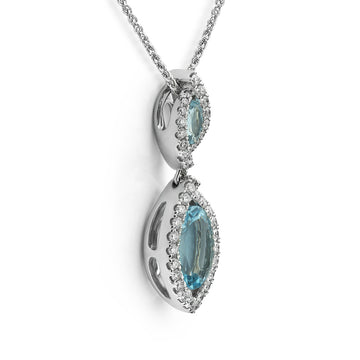 Aquamarine and Diamond Cluster Pendant