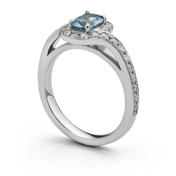 Aquamarine and Diamond twist ring