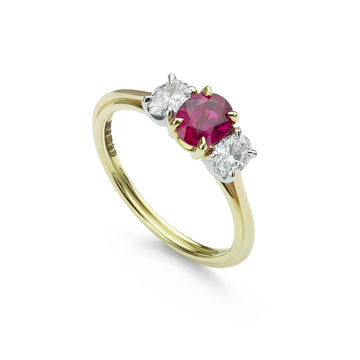 Ruby and Diamond 3-Stone Ring