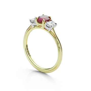 Ruby and Diamond 3-Stone Ring