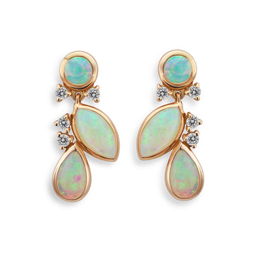 Opal and Diamond Drop Earrings