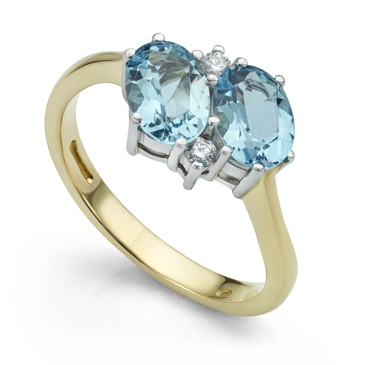 Popular 10K gold aquamarine and diamond ring