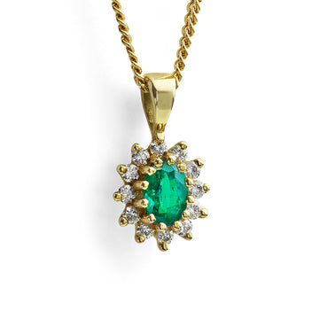 Emerald and Diamond Cluster Pendant