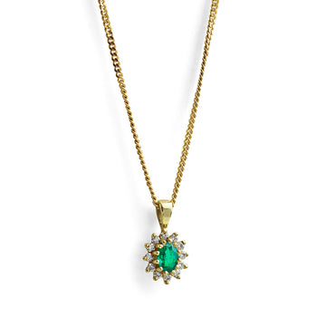 Emerald and Diamond Cluster Pendant